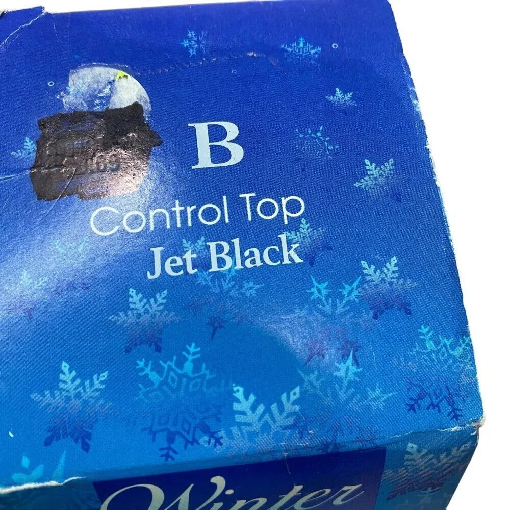 L'EGGS 1998 Winter Pantyhose JET BLACK Size B Control Top #19311 NEW in BOX